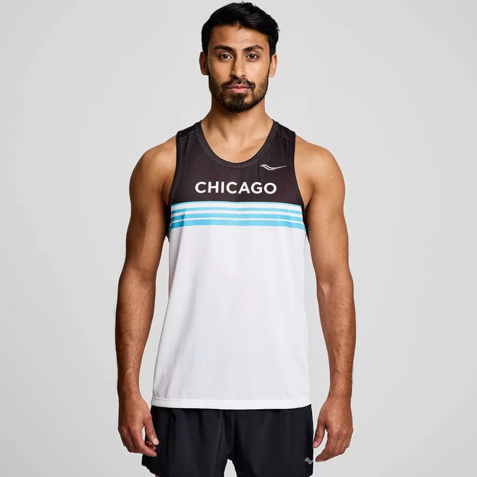 Tops*Saucony Tops Men'S Chicago Stopwatch Singlet