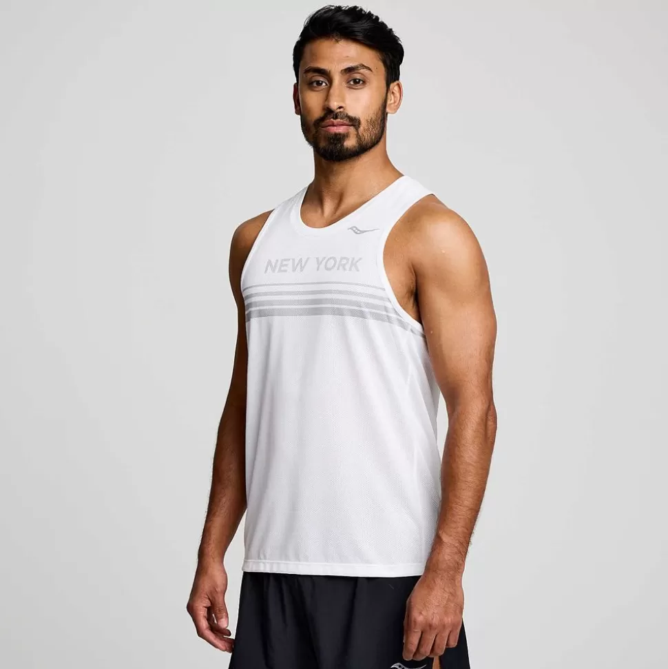 Tops*Saucony Tops Men'S New York Stopwatch Singlet