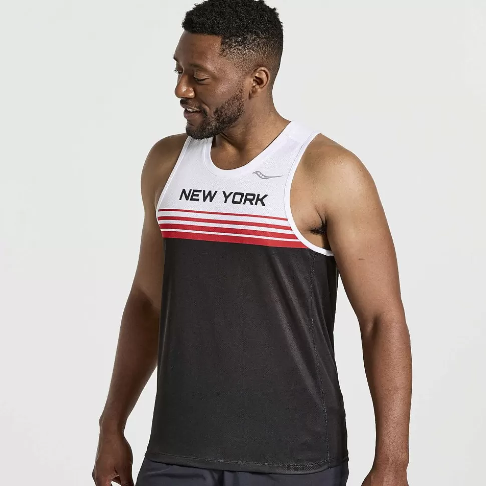 Tops*Saucony Tops Men'S Nyc Stopwatch Singlet